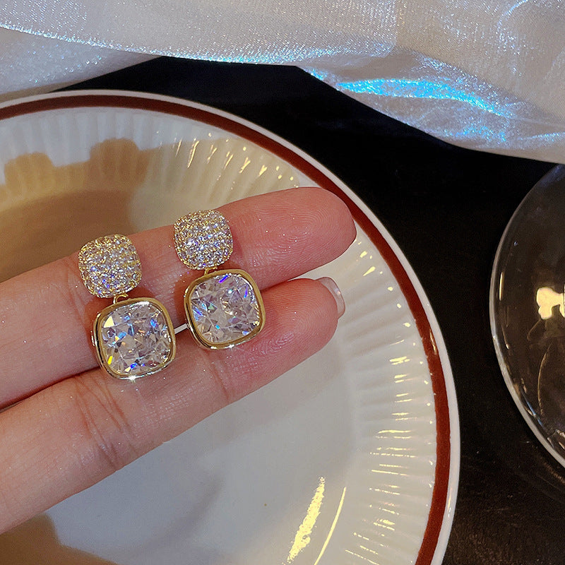 6 Set - Simple square zircon earrings (Unit price 34)