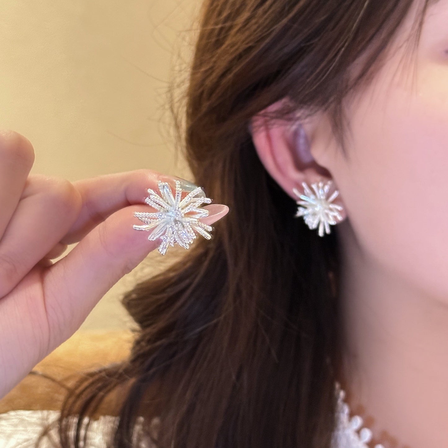 6 Pairs - Dandelion Fireworks Earrings - Silver (1 Pair Price - 25)