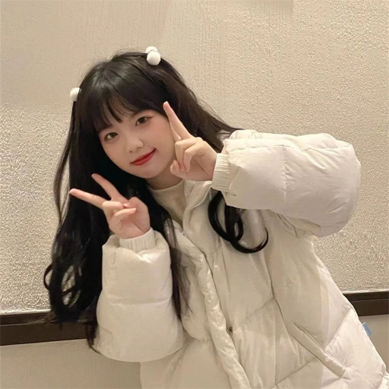 6 Pc - Cute plush ball hairpin - White