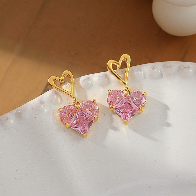6 Set - Pink heart earring necklace set (Unit price 74)