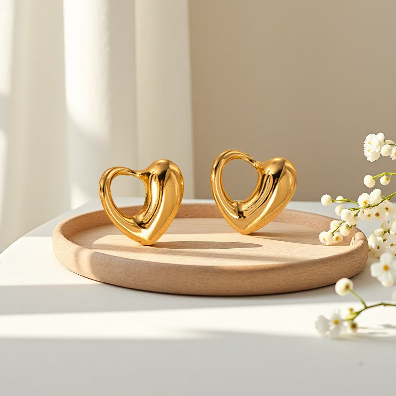 3 Pairs - Anti tarnish heart earrings Design1 (1 Pair Price - 44)