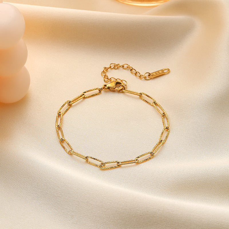 3 Pc - Anti Tarnish Embossed chain bracelet gold (1 Pc Price - 57)