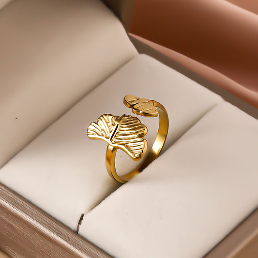 3 Pc - Two Leaf Ring - Golden (Unit Price - 60)