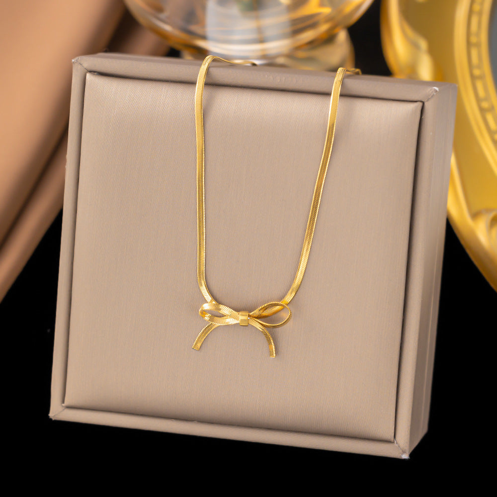 3 Set - Anti Tarnish Bow necklace and bow earring set gold (1 Set Price - 162)