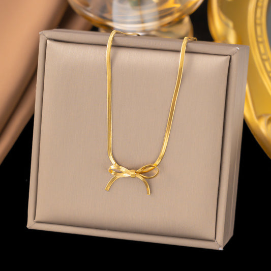 3 Set - Anti Tarnish Bow necklace and bow earring set gold (1 Set Price - 162)
