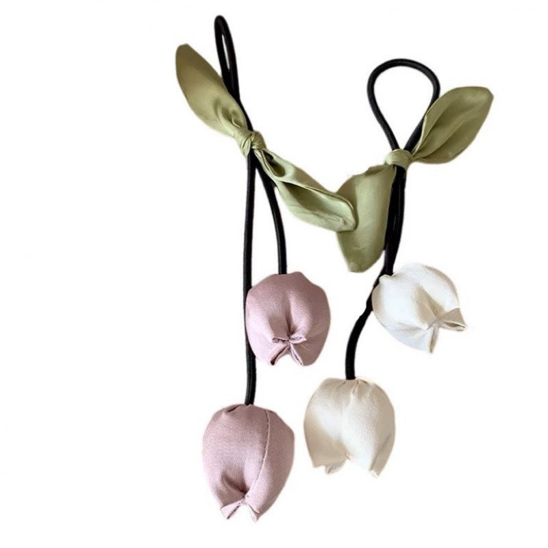 3 Pc - Fresh Korean Style Flower Bud Tulip Tassel Hair Rope (Mix Color OPP packing) (1 Pc Price - 40)