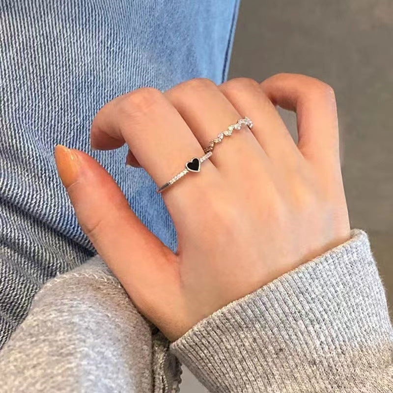6 Set - Black love oil drop ring (Unit price 15)