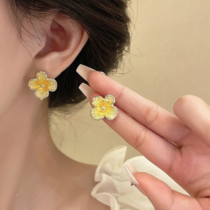 6 Set - Sweet and fairy crystal flower earrings (Unit price 42)