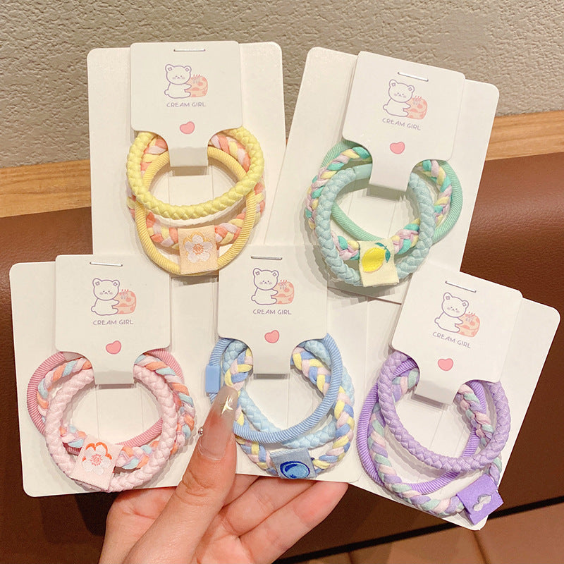 6 Set - Three Piece Women's hair band simple durable hair rope rubberband (Mix Color card packing) (Unit Price 15)
