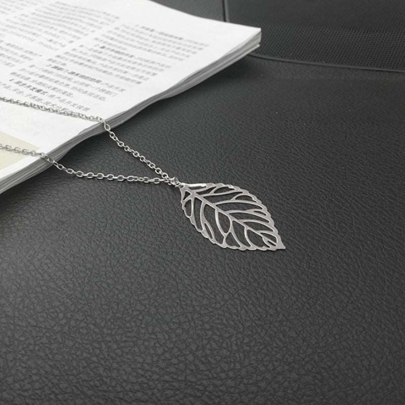 12 Pc - Metal Hollow Leaf Pendant  Necklace (Unit Price - 15)