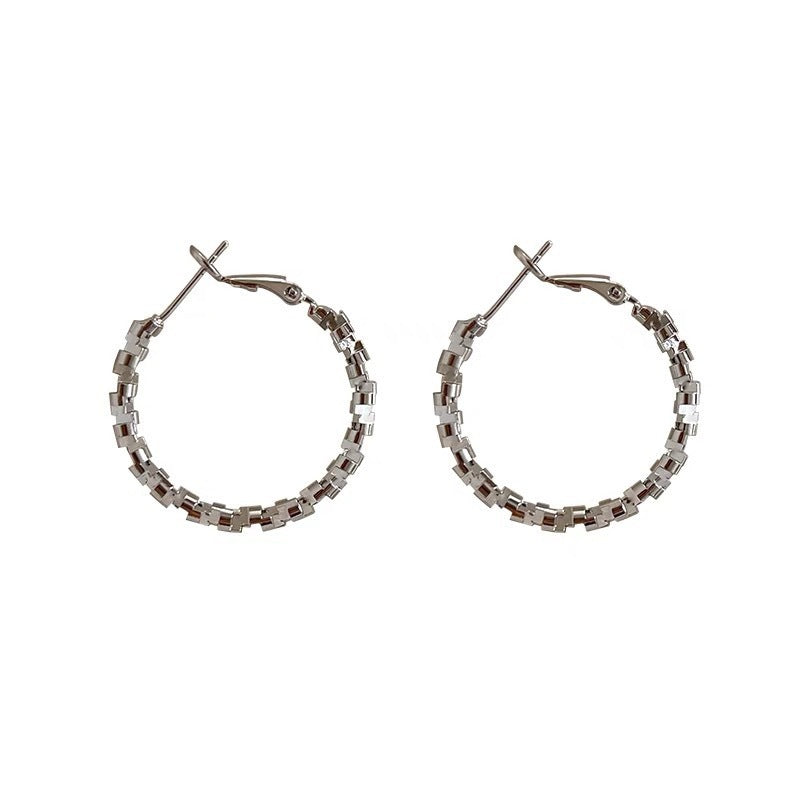 6 Set - Broken round earrings - Silver (Unit price 21)