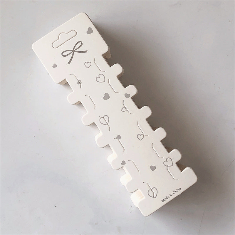 5.3*17cm - White heart-shaped 6-tooth clip packaging accessory (Pack of 100)