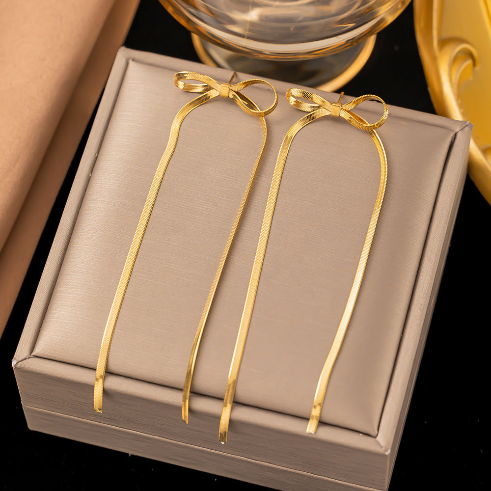 3 Set - Anti Tarnish Bow necklace and bow earring set gold (1 Set Price - 162)