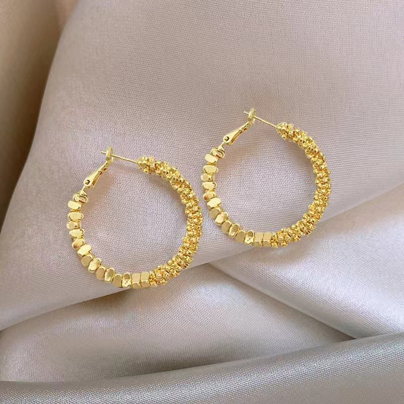 6 Pairs - Broken Silver Unique Hoop Earrings - Golden (1 Pair Price - 31)
