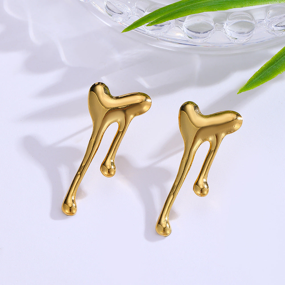3 Pairs - Needle Glossy Heart Earrings (1 Pair Price - 44)