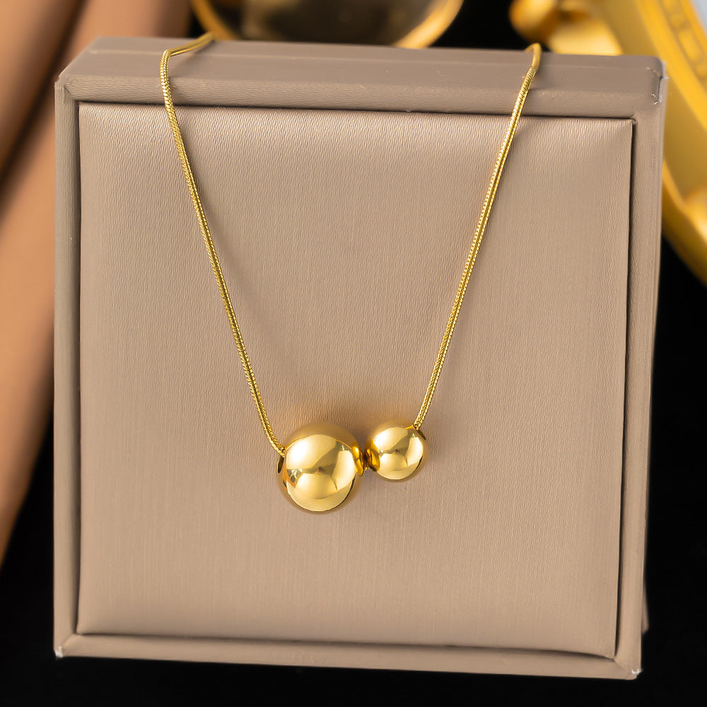 3 Pc - Anti Tarnish Big and small ball necklace - Gold (1 Pc Price - 84)