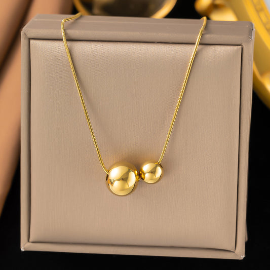 3 Pc - Anti Tarnish Big and small ball necklace - Gold (1 Pc Price - 84)