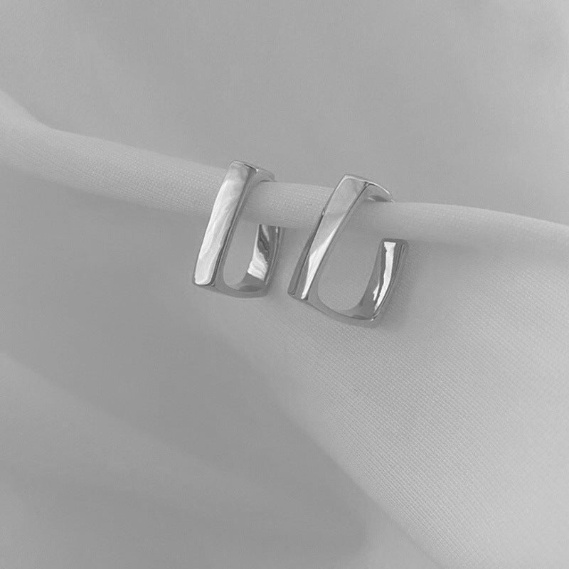 6 Set - New geometric U-shaped earrings - Silver (Unit price 12)
