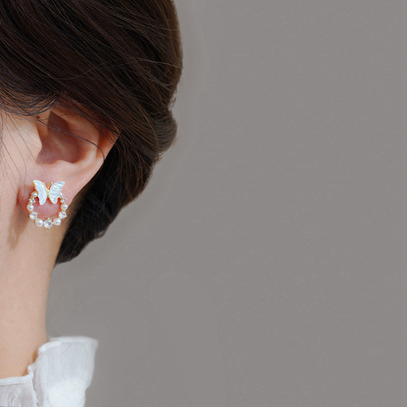 6 Pairs - Korean Circle Butterfly Earrings (1 Pair Price - 34)