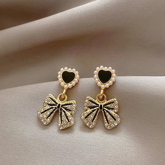 6 Pairs - Love Pearl Bow Earrings (1 Pair Price - 31)