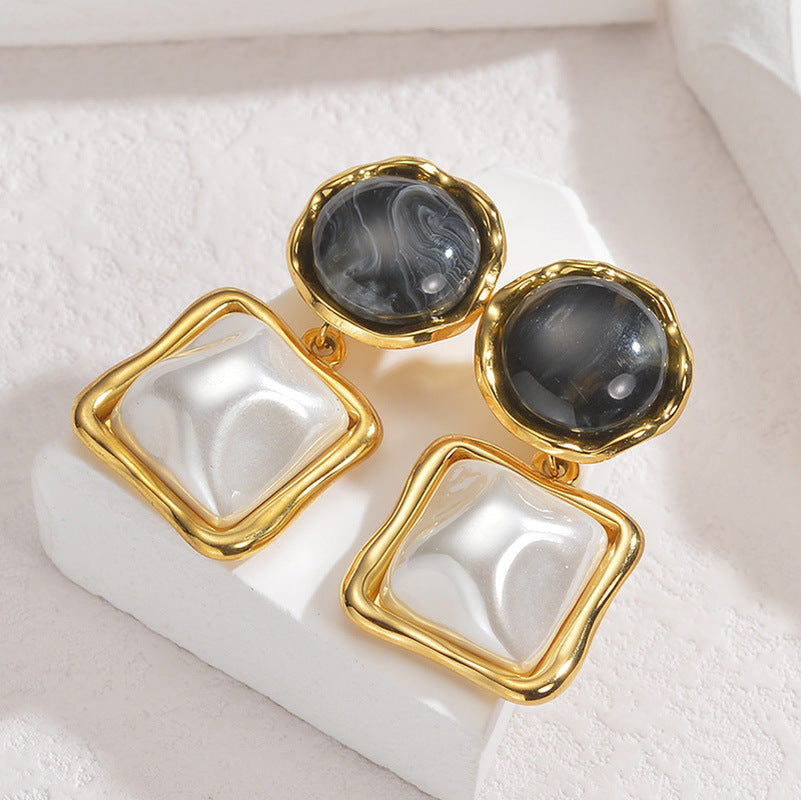 6 Pairs - New Elegant Stainless Steel Geometric Earrings (Mix Color)  (1 Pair Price - 41)