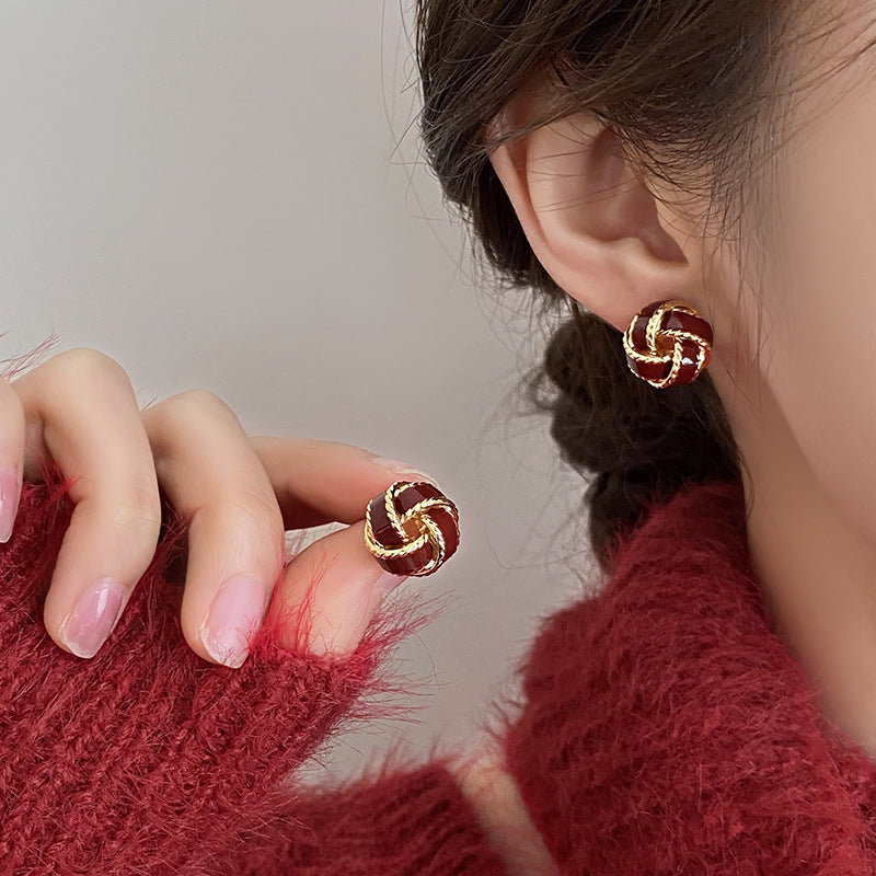 6 Pairs - French Retro Style Concentric Knot Earrings (Mix Color) (1 Pair Price - 41)