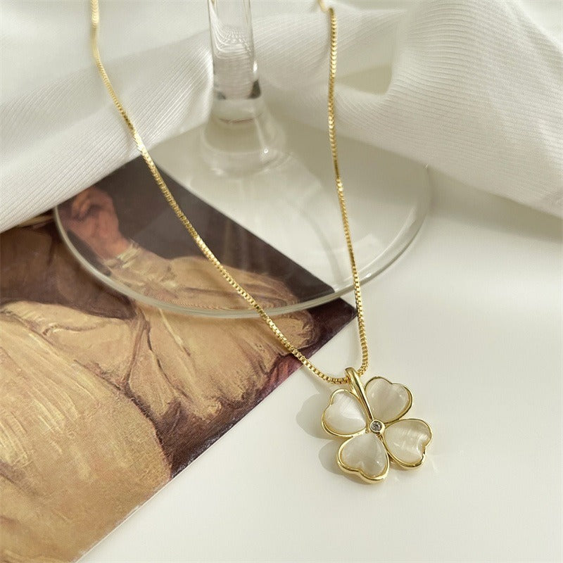 3 Pc - Anti Tarnish Elegant Four-Leaf Flower Necklace (1 Pc Price - 90)