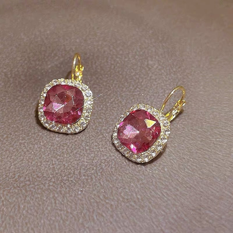 6 Set - Korean retro pink diamond earrings (Unit price 37)