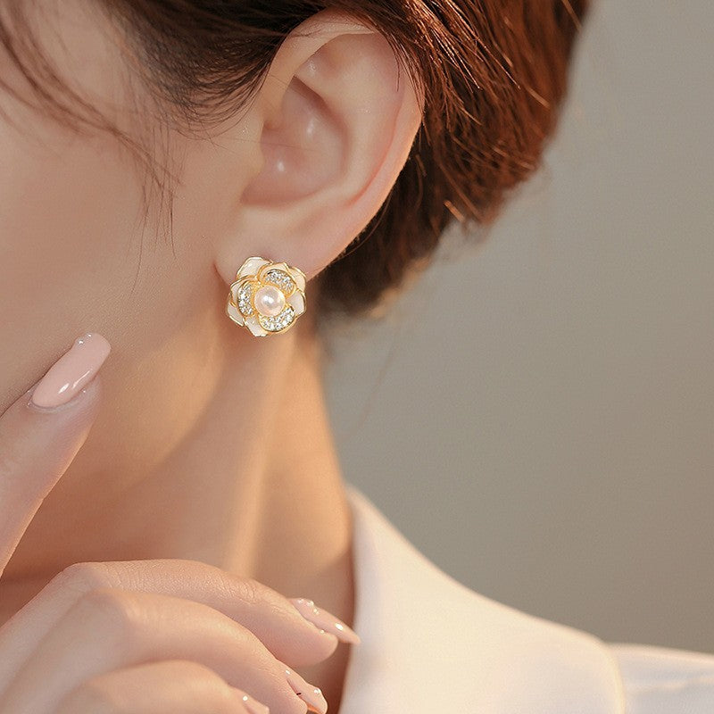 6 Pairs - French Camellia Earrings  (1 Pair Price - 30)