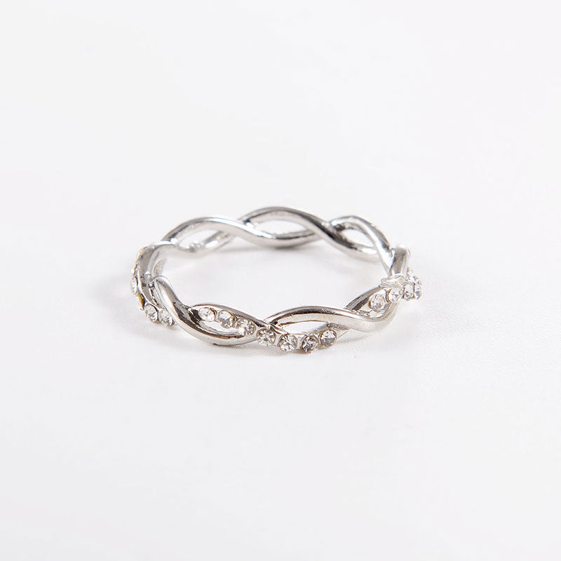 6 Pc - Full diamond twisted ring - Silver (Unit Price - 22)