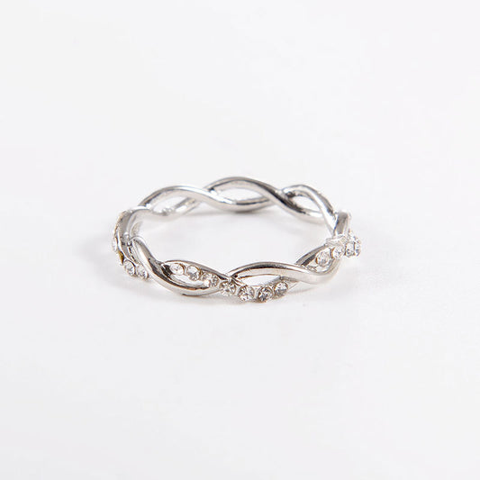 6 Pc - Full diamond twisted ring - Silver (Unit Price - 22)