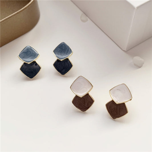 6 Set - Simple splicing contrast color earrings (Mix Colors) (Unit price 24)