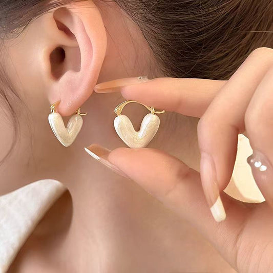 6 pc - Heart-shaped earrings for women - White (Unit Price - 29)