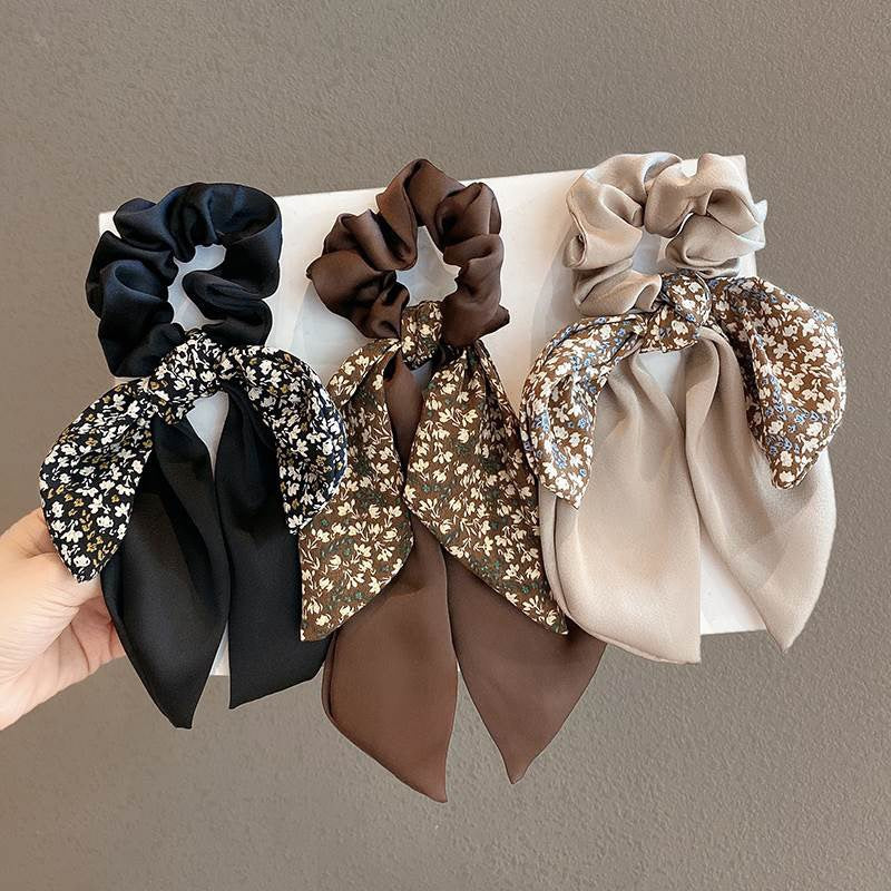 3 Pc - Ribbon Hair Rope Ponytail Hair Accessories (Mix Color OPP packing) (1 Pc price - 30)