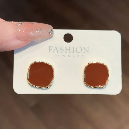 6 Set - French wine red square earring (Unit price 18)