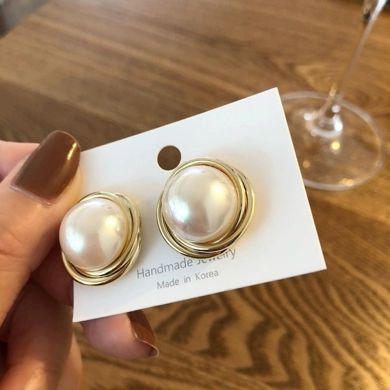 6 Set - Korean new style big pearl earrings (1 Set price - 21)