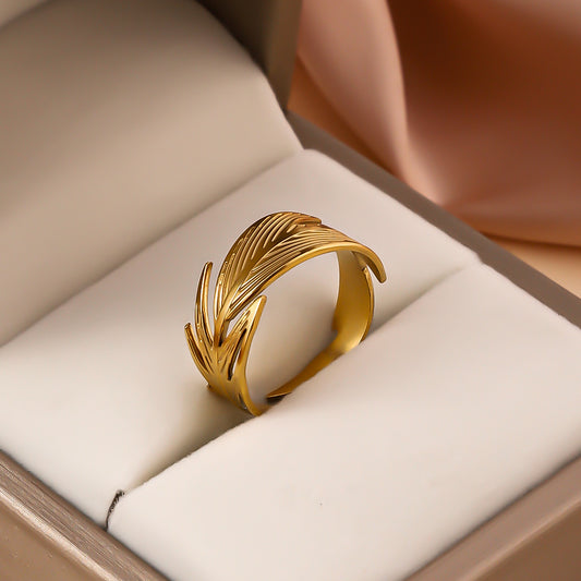 3 Pc - Long Leaf Ring - Golden (Unit Price - 60)
