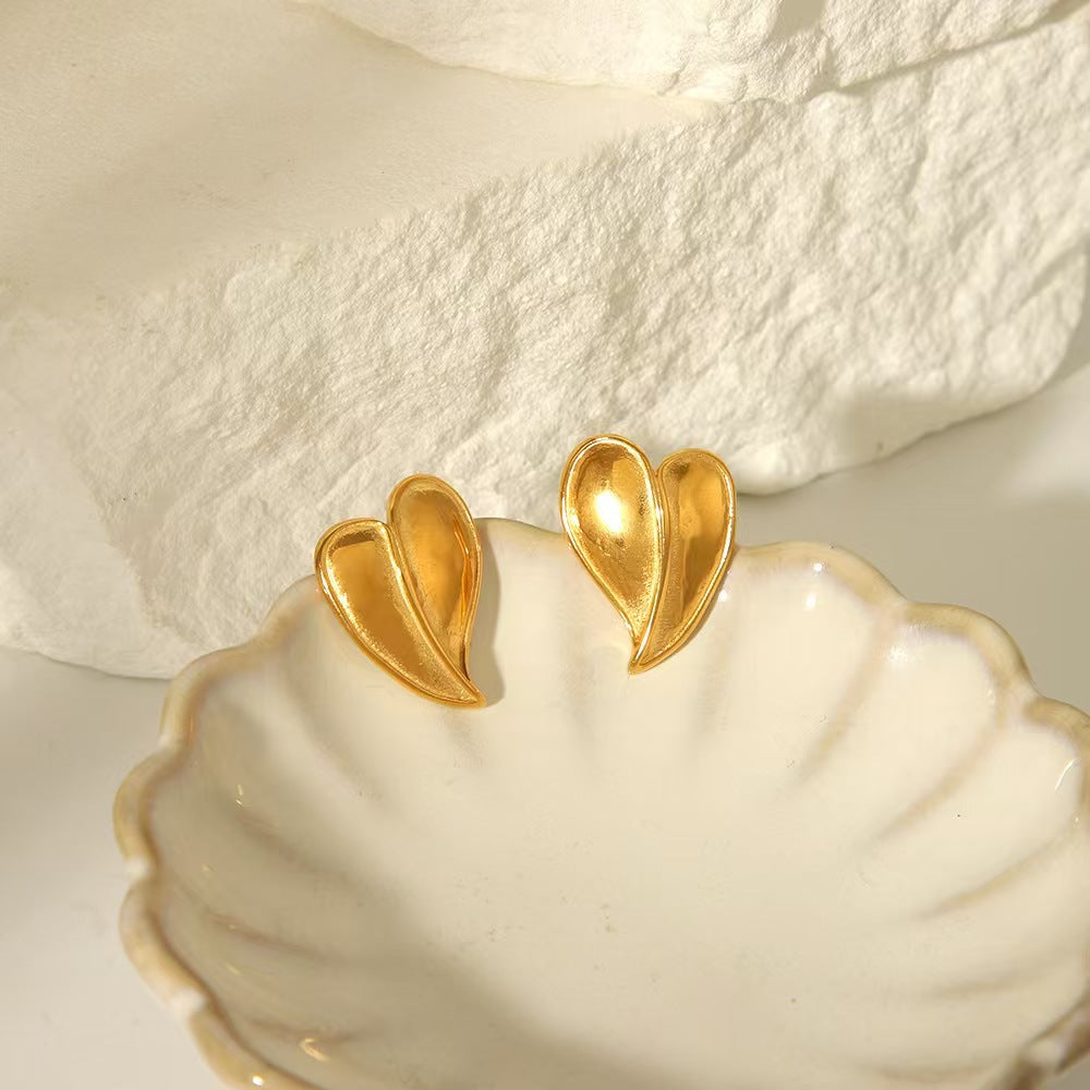 3 Pairs - Anti tarnish golden heart earrings (1 Pair Price - 44)