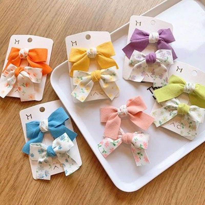 6 Set - Korean Style Bow Hairpin (2 pc set - Mix Color Card Packing) (1 set Price - 24)