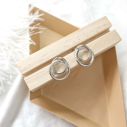 6 Set - Geometric circle silver earrings (1 Set price - 27)