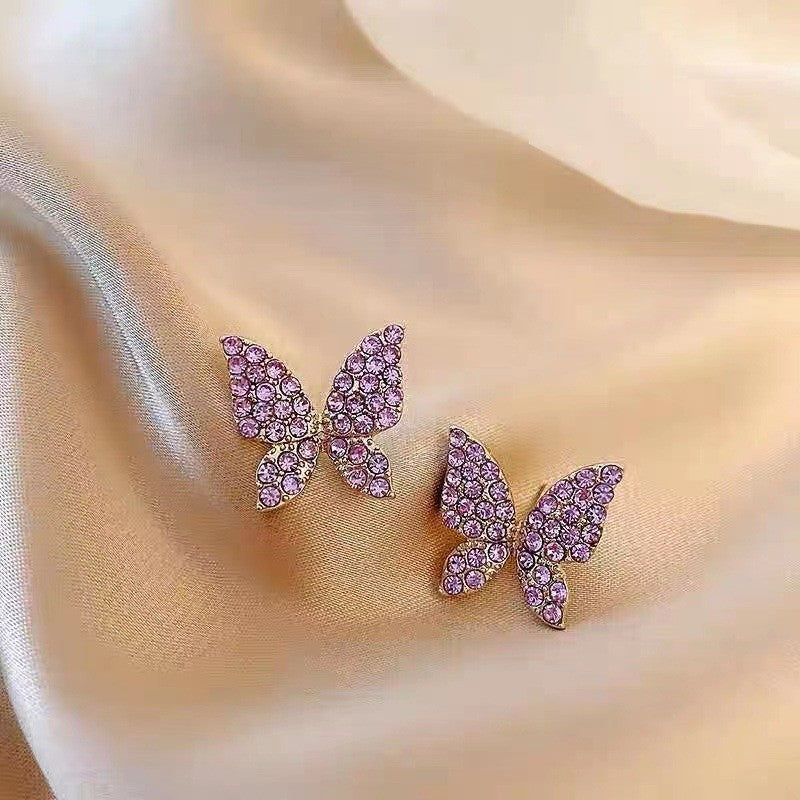 6 Pairs - New Elegant Purple Butterfly Earrings (1 Pair Price - 34)