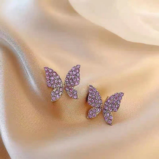 6 Pairs - New Elegant Purple Butterfly Earrings (1 Pair Price - 34)