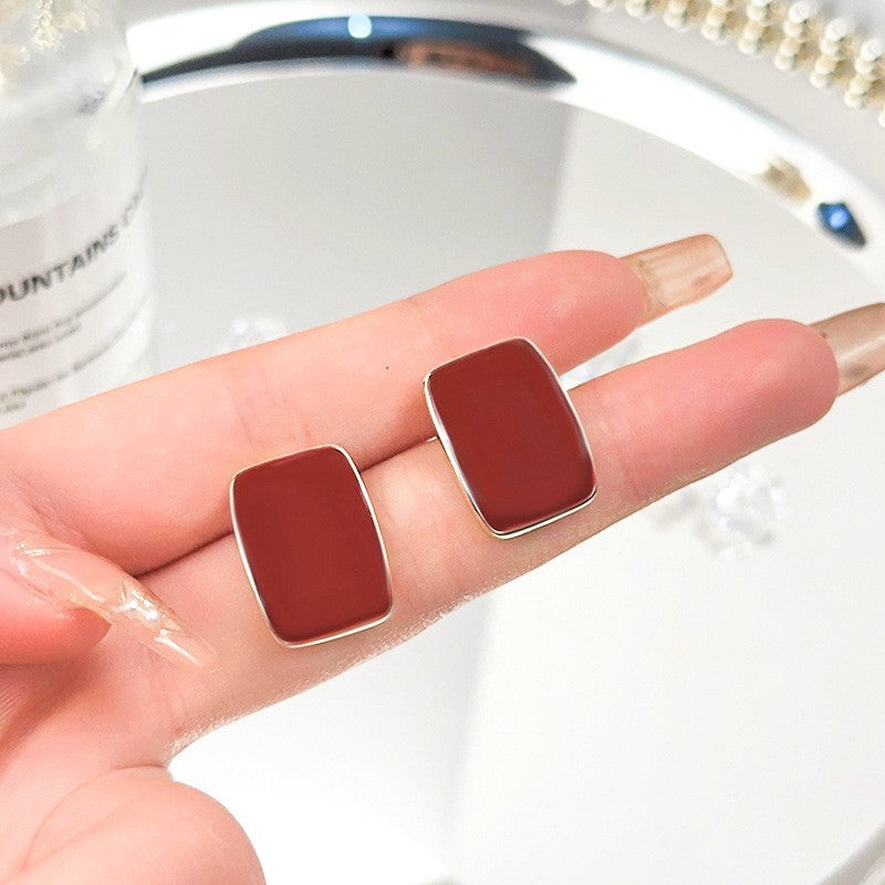 6 Set - Burgundy retro Hong Kong style earrings (1 Set price - 19)