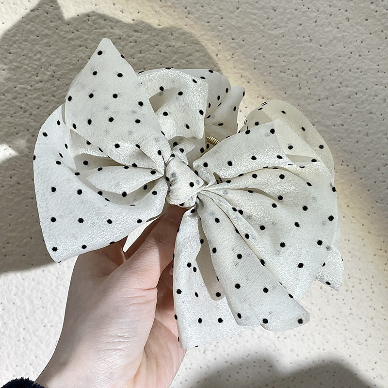6 Pc - Polka Dot Mesh Large Claw Clip (Mix Color) (Unit Price - 59)