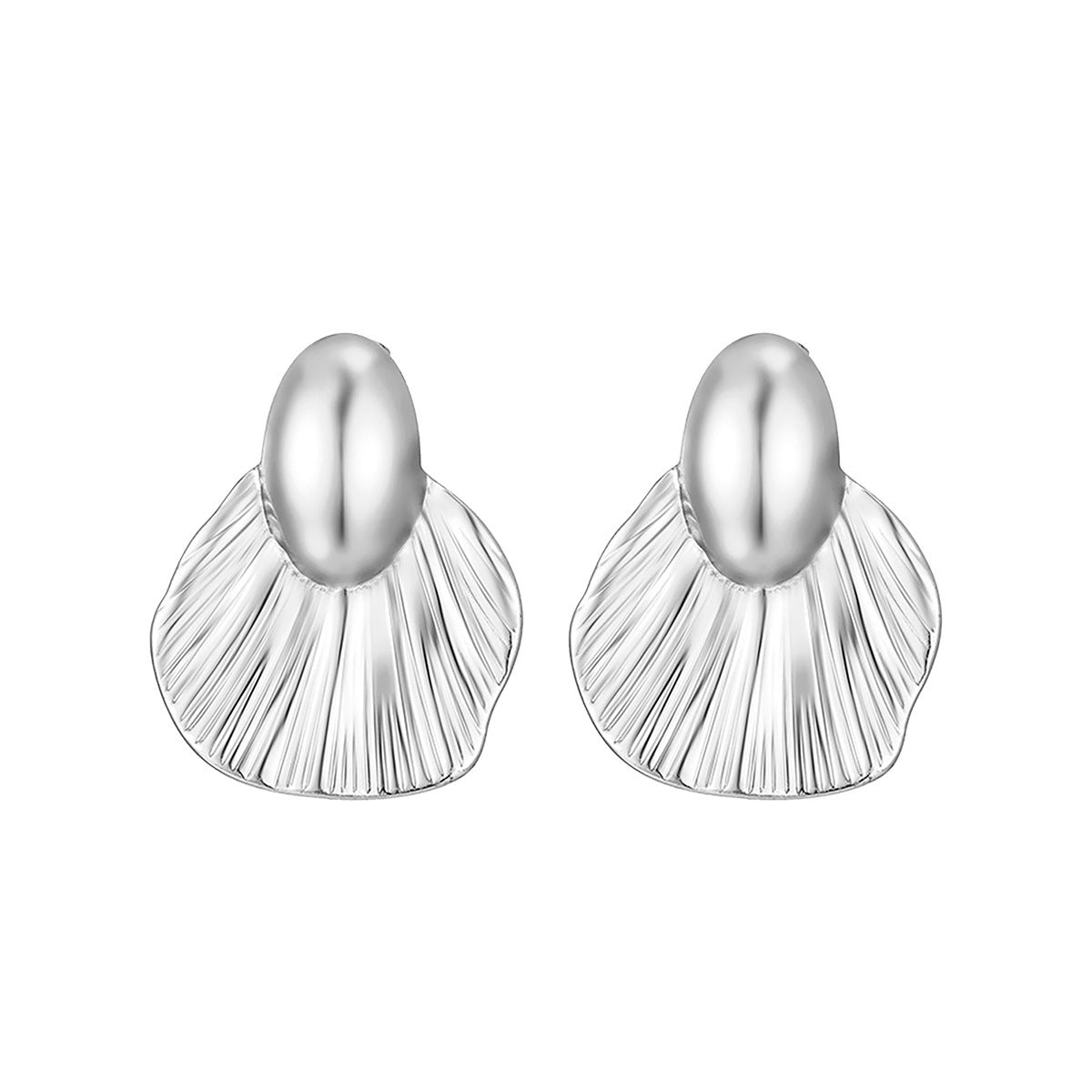 6 Pairs - Asymmetrical Luxury Creative Polygonal Geometric Leaf Texture Flower Earrings - Silver (1 Pair Price - 31)