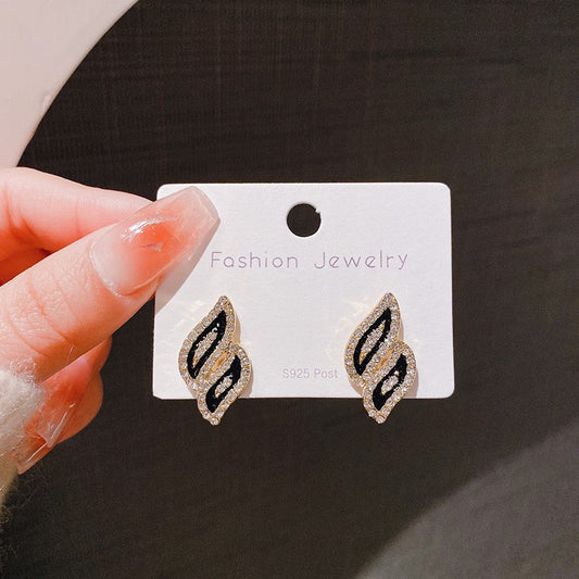 6 Set - Micro-diamond leaf earrings (Mix Colors) (Unit price 35)