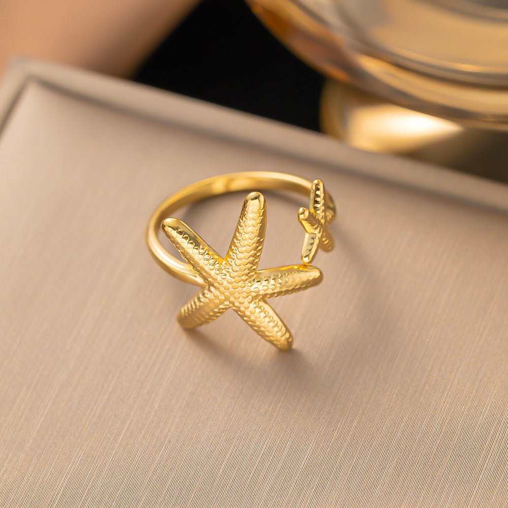 3 Pc - Anti Tarnish Starfish Ring Gold (1 Pc Price - 46)