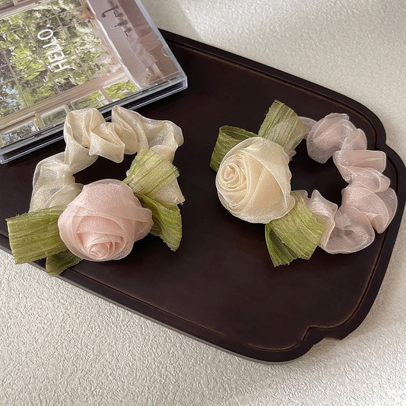 3 Pc - Rose flower hair rope (Mix Color OPP packing) (1 Pc Price - 39)