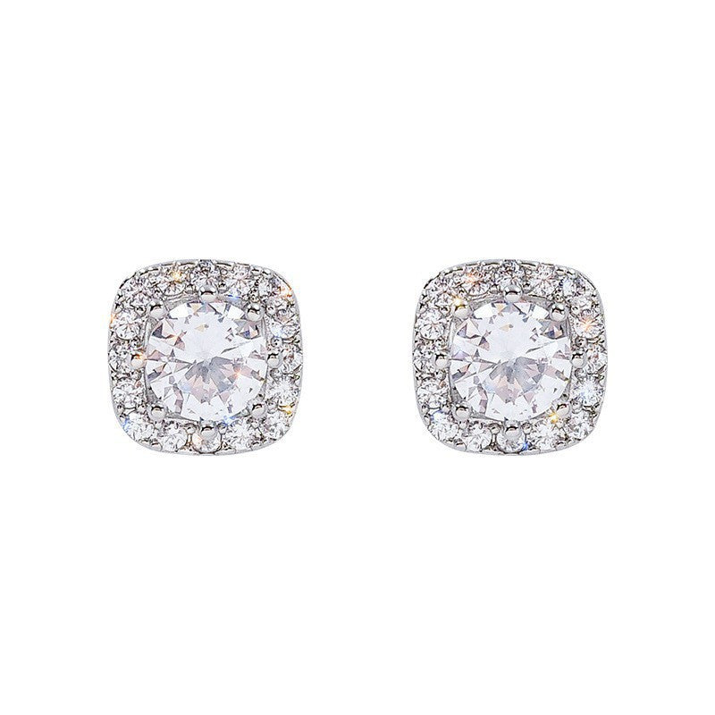 6 Set - Full-diamond square studded earrings (Unit price 22)