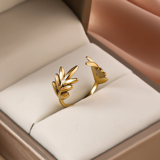 3 Pc - Front open leaf Ring - Golden (Unit Price - 60)